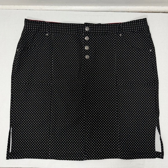 Sabrina Lauren Mini Skirt Black White Polka Dot Stretch Pocket Preppy Classic - Picture 14 of 14